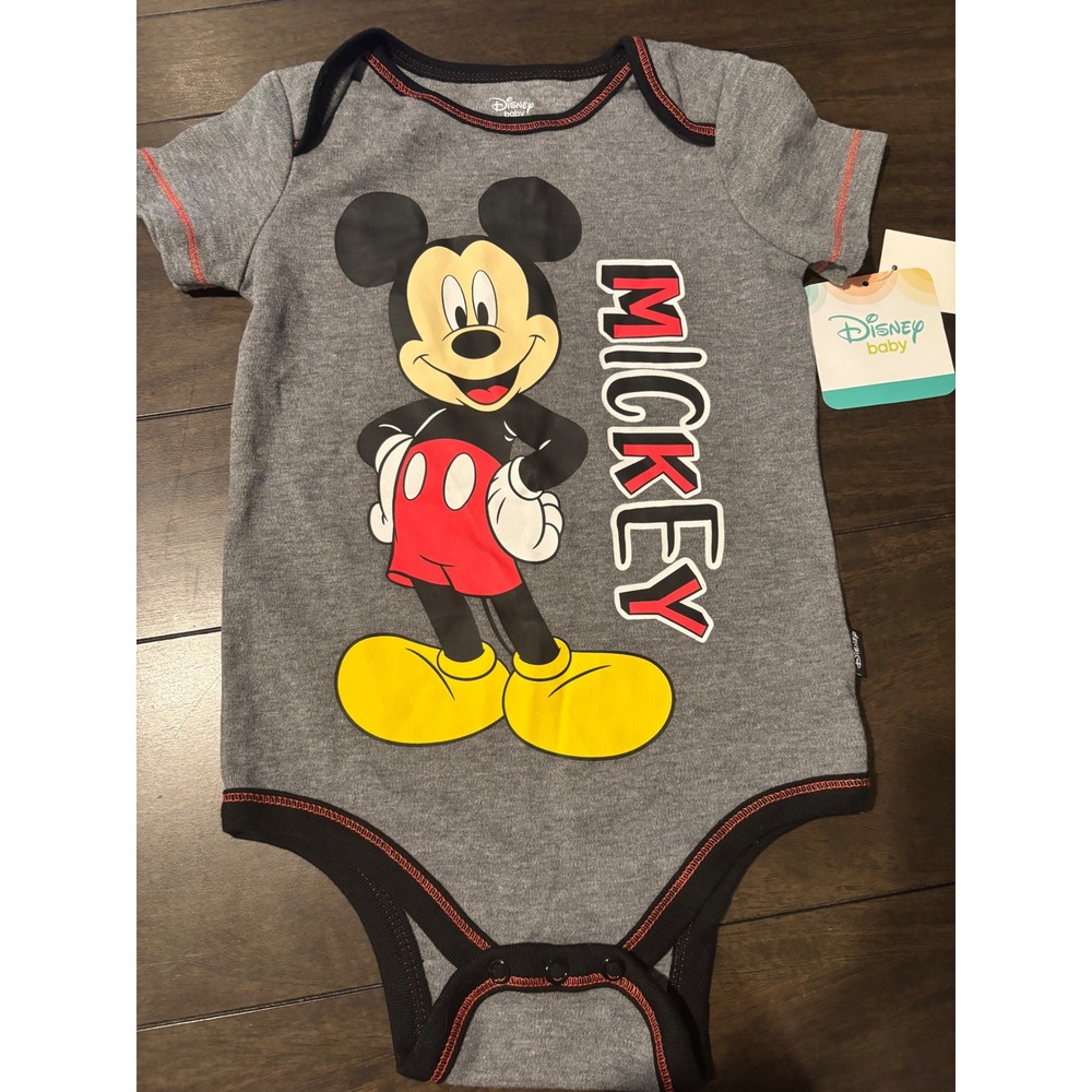 Disney Baby Mickey Mouse Gray Short Sleeve Bodysuit Infant 18M NWT